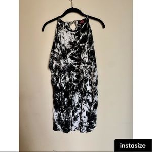 Motel Rocks Cold Shoulder Tie Dye Black and White Mini Dress